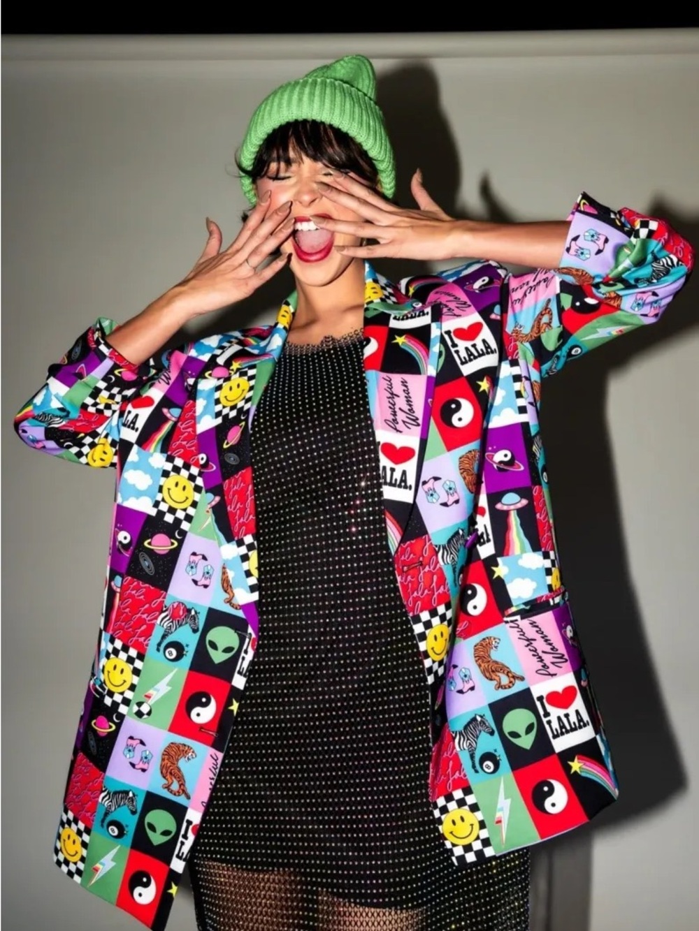 Dressed in LALA Multicolor Patchwork Graphic Blazer
